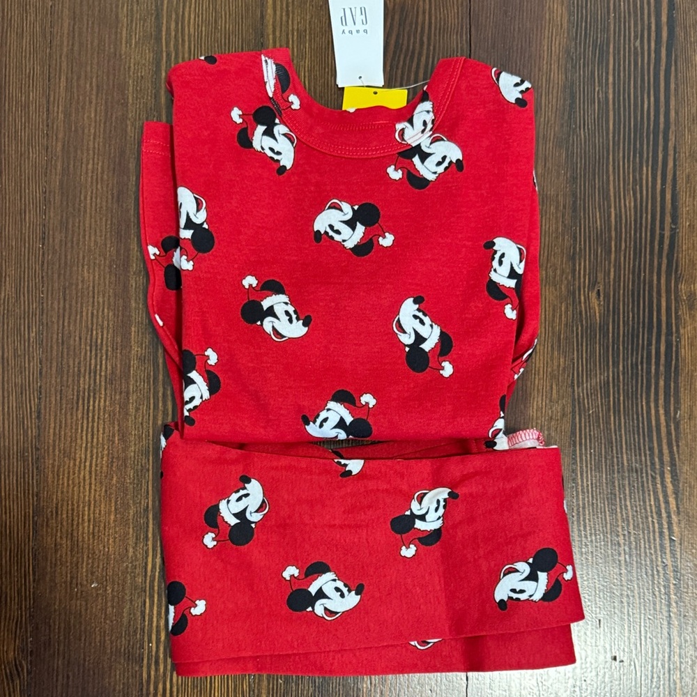 GAP Red Baby long sleeve pajama with Mickey Mouse Print